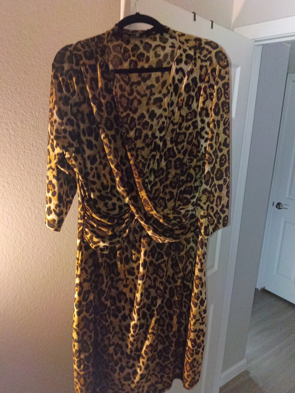 Ashley Stewart Metallic Leopard Wrap Dress in Gold and Black